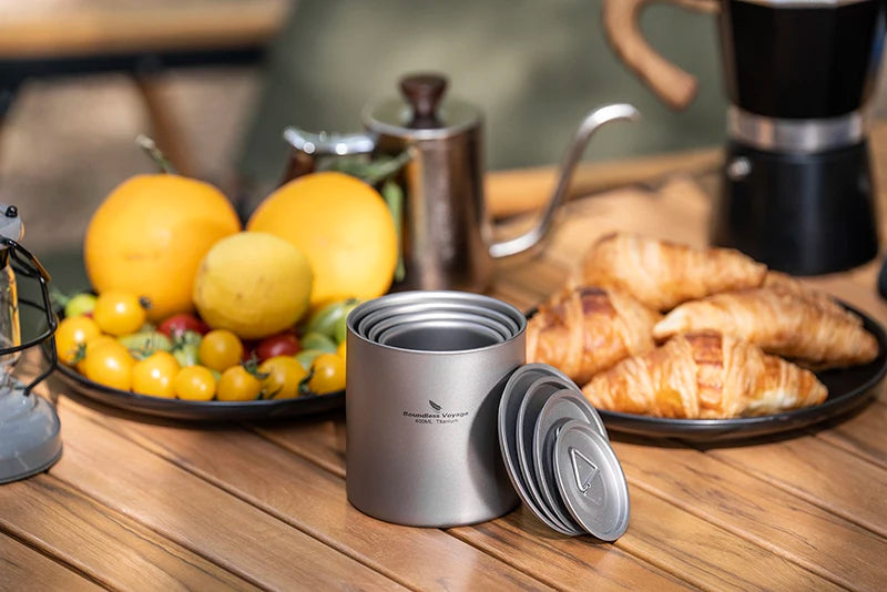 Boundless Voyage Titanium Mug — Double-Walled Anti-Scalding Stackable Cup for Outdoor Camping, Tea & Coffee (400 ml)