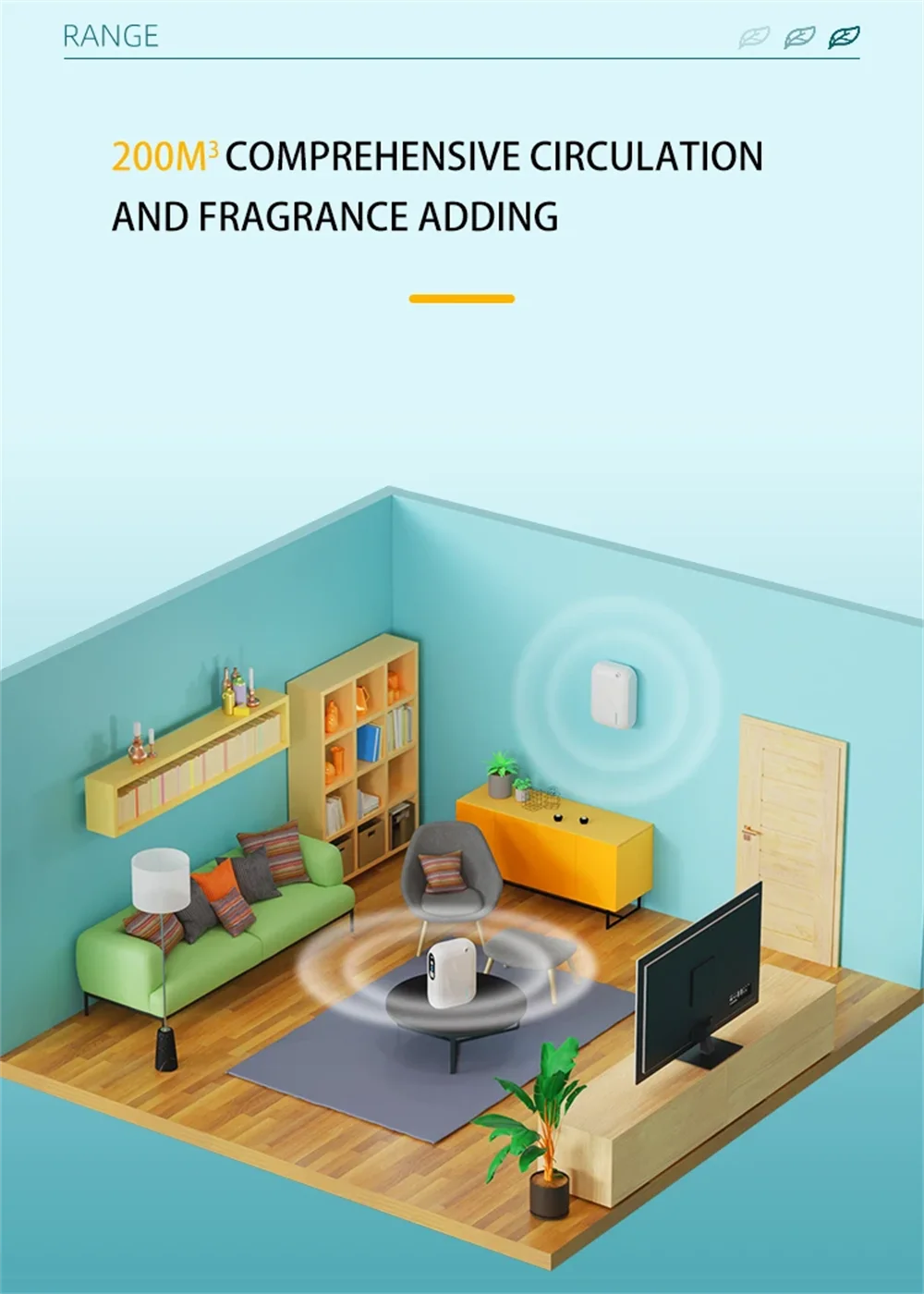 L SCENT TUNNEL Wall-Mounted Aroma Diffuser — 200 m³ Coverage Essential Oil Machine with Bluetooth APP Control for Home, Spa & Hotel Fragrance (140 ml)