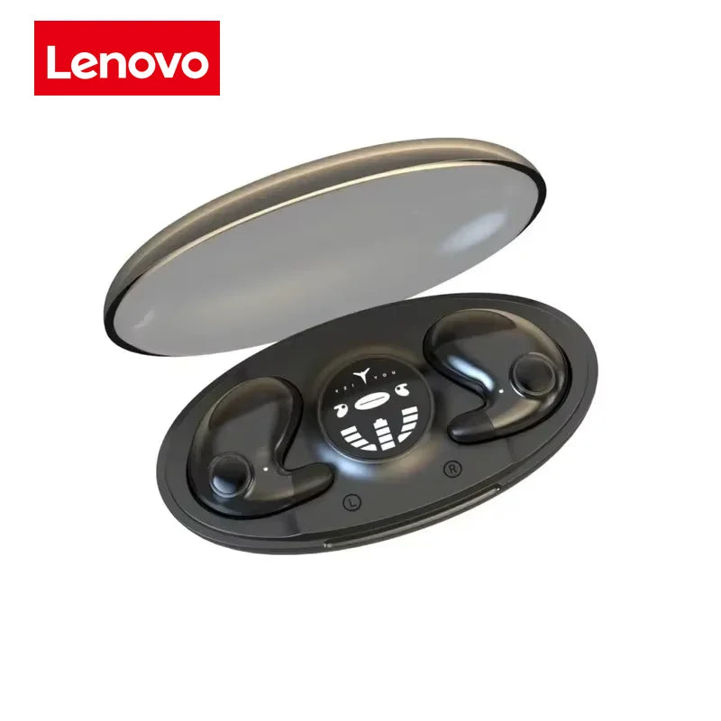 Lenovo Invisible Sleep Wireless Earbuds — Ultra-Compact Bluetooth 5.3 Headphones with Noise Reduction (Waterproof, Charging Case)