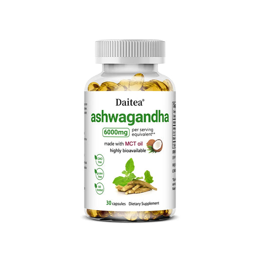 Ashwagandha Root Extract Capsules — Stress, Focus & Sleep Support with Energy Balance (6000 mg, Vegan, Non-GMO, Unisex, US Origin)