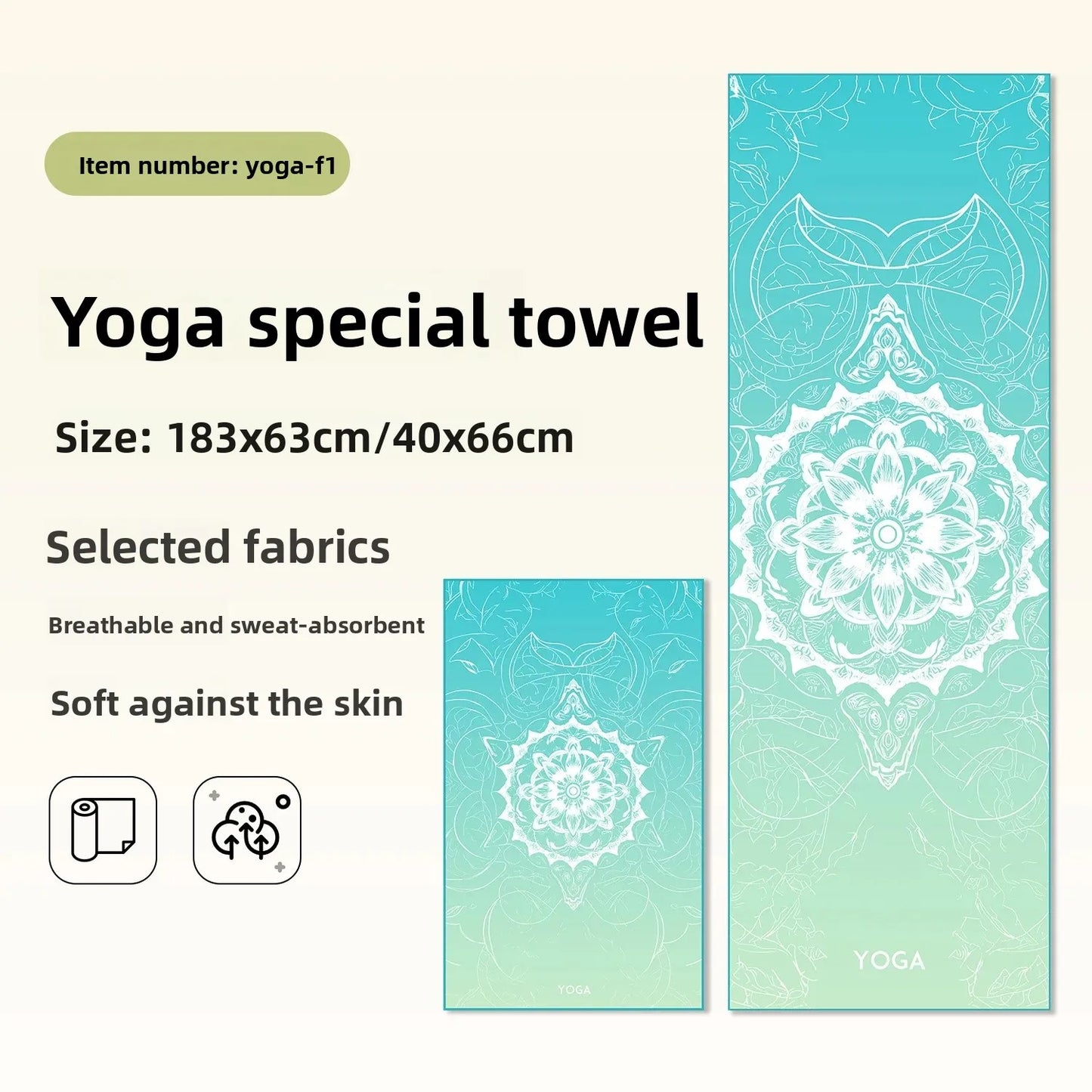 Portable Yoga Towel — Professional Anti-Slip Sweat-Absorbent Travel Mat Towel for Fitness, Pilates & Meditation (Compact Multi-Functional Design)