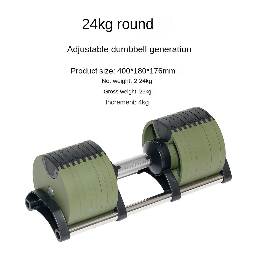 Adjustable Weight Lifting Dumbbell Set — 20 kg / 44 lbs to 40.5 kg / 90 lbs Rubber & Cast Iron Electroplated Design for Full-Body Strength Training