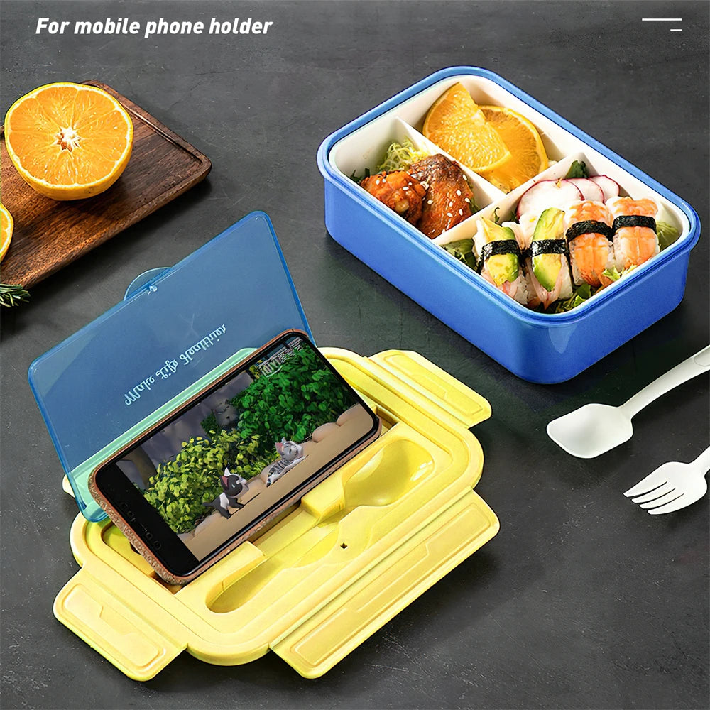 3-Compartment Microwave Lunch Box with Utensils