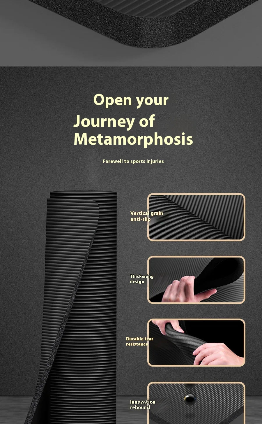 Thick Non-Slip Yoga Mat — 10-20 mm NBR Fitness Mat for Core Strength, Cardio, and Home Training (200 × 60 cm)