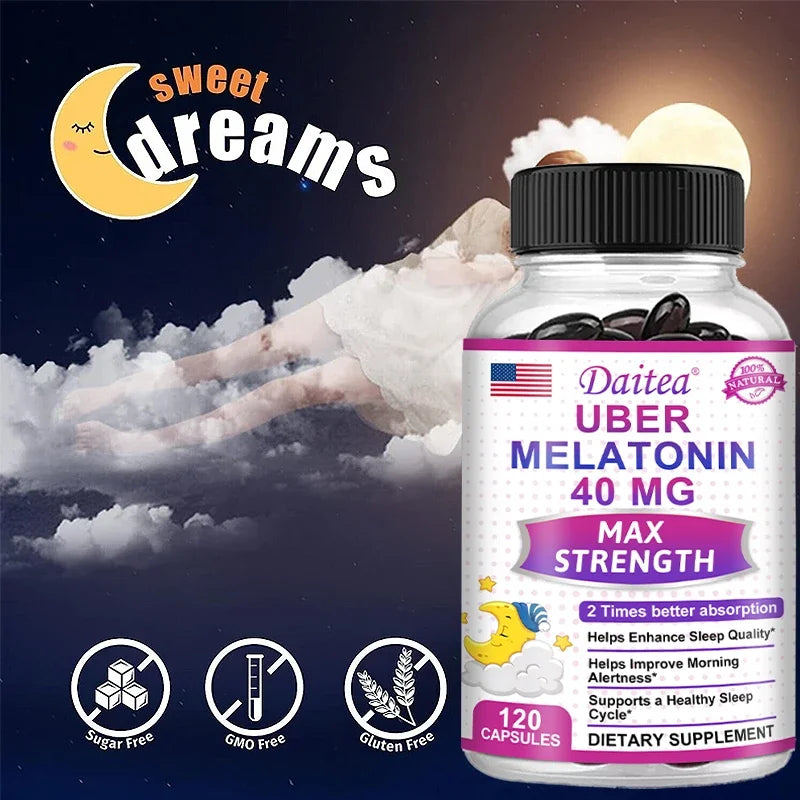 Melatonin Sleep Support Capsules — Restful Sleep & Calm Alertness with Vitamin C & L-Theanine (Non-GMO, Unisex)