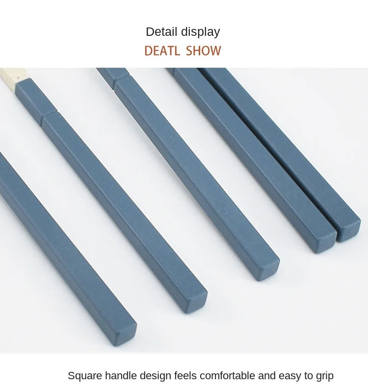 5pcs Portable Wheat Straw Cutlery Set with Carrying Box