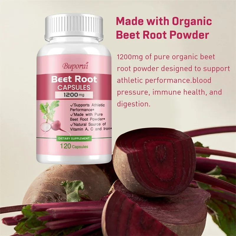 Beet Root Capsules — Support Heart Health, Blood Circulation, Immunity & Digestive Balance (30 / 60 / 120 Capsules)