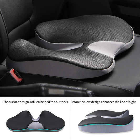 Orthopedic Memory Foam Seat Cushion — Non-Slip Ergonomic Support for Tailbone, Sciatica, and Back Pain Relief (Prostate Comfort & Car/Office Use)