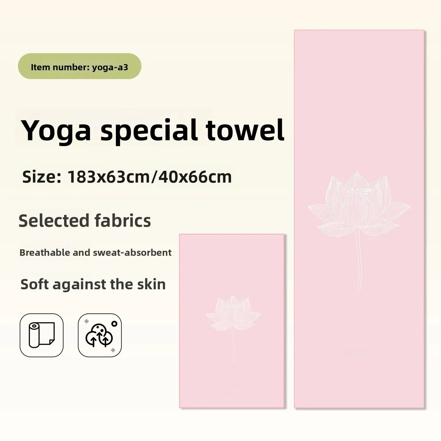Portable Yoga Towel — Professional Anti-Slip Sweat-Absorbent Travel Mat Towel for Fitness, Pilates & Meditation (Compact Multi-Functional Design)