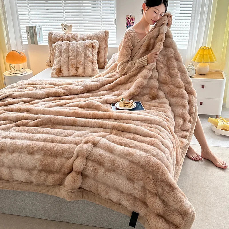 2024 Tie-Dye Double-Sided Fleece Roman Column Blanket