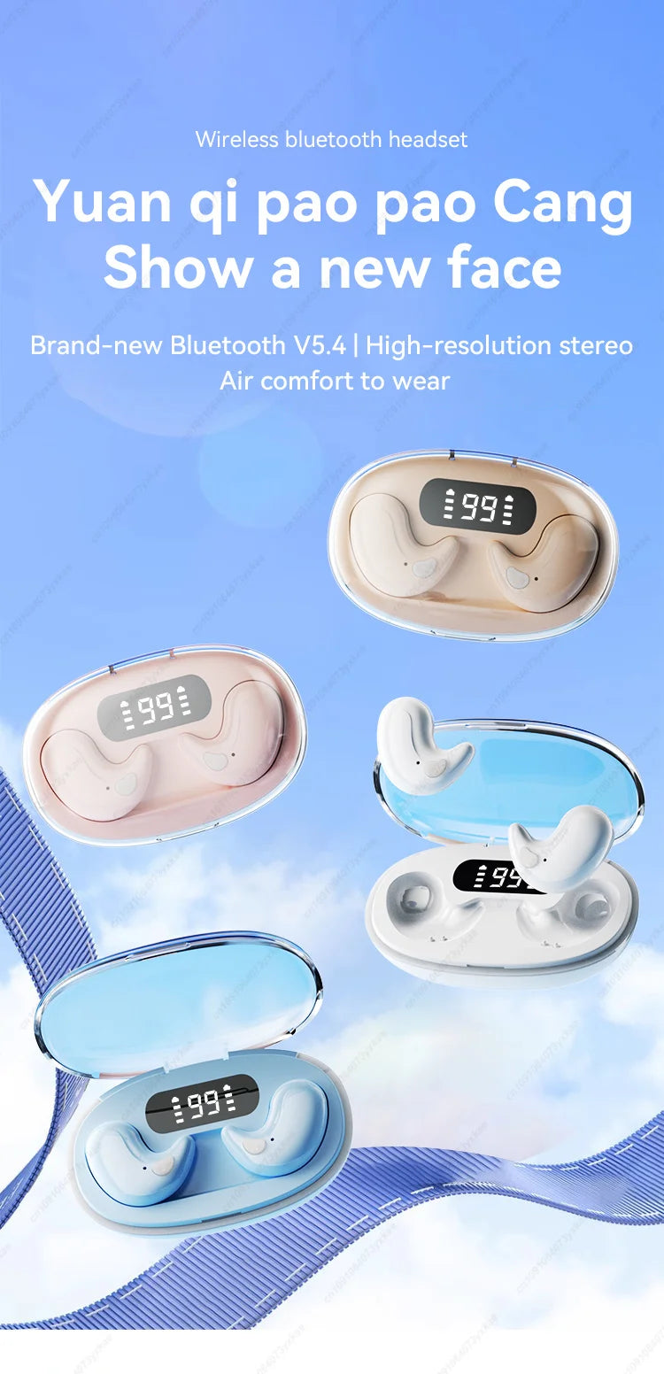X55 Mini Wireless Bluetooth 5.3 Earbuds — Sport Ear Hooks, Active Noise Cancelling & HiFi Stereo (Charging Case Included)