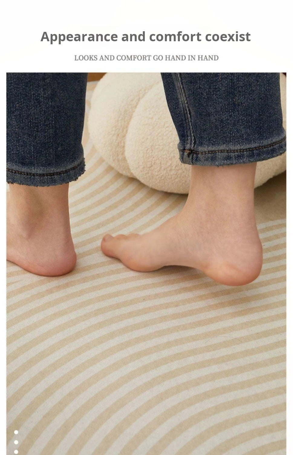 VIKAMA Cream Wind Area Rug — Stain-Resistant, Non-Slip, Washable Home Carpet