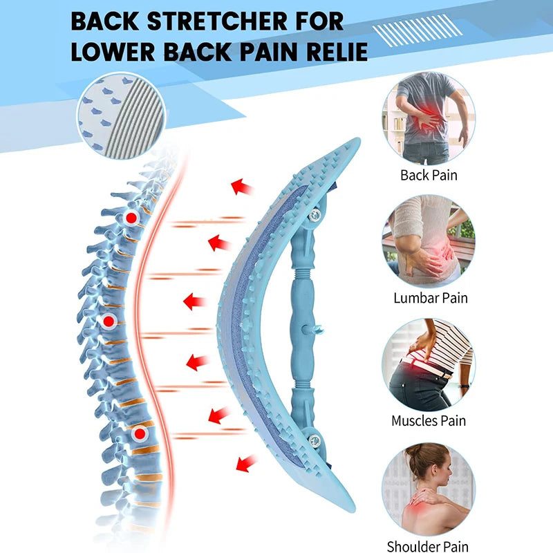 Adjustable Back & Spine Stretcher — Multi-Level Lumbar and Cervical Support Massager for Posture Alignment, Tension Relief & Fitness Recovery