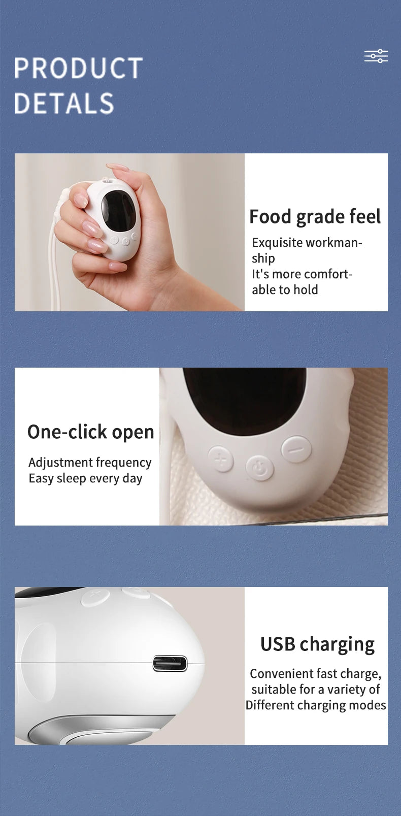 Handheld CES Microcurrent Sleep Aid — EMS Pulse Relaxation Device for Calm & Stress Relief (Rechargeable, Unisex)