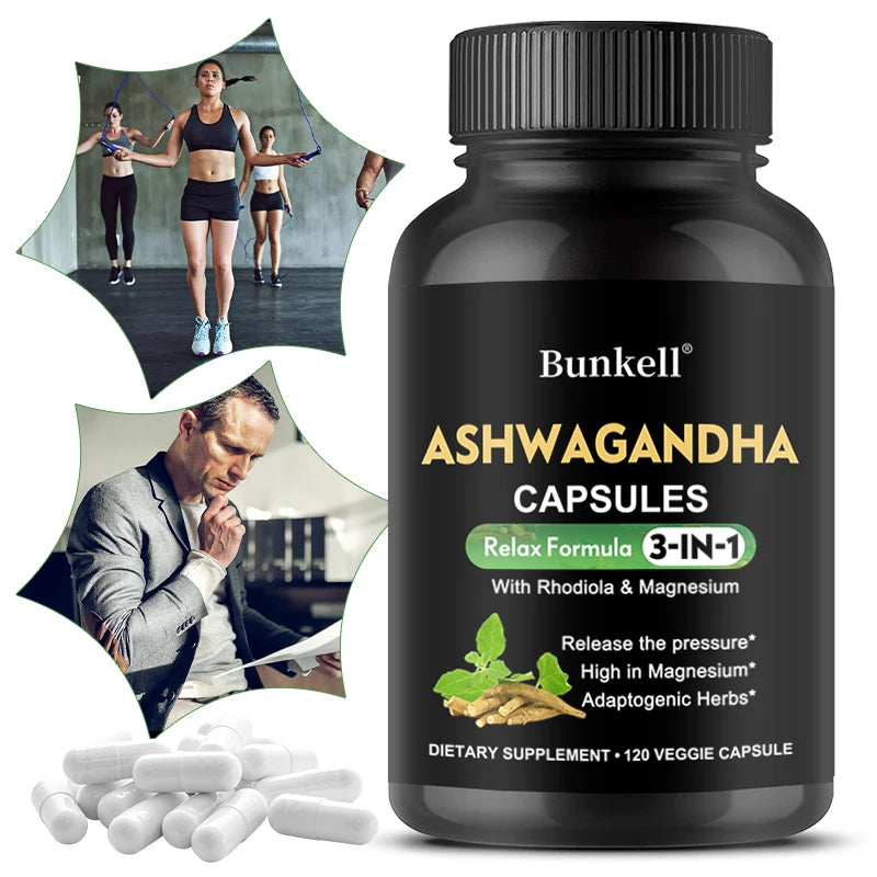 Ashwagandha + Magnesium Capsules — Energy, Strength & Vitality Support with Sleep Balance (Unisex, US Origin)