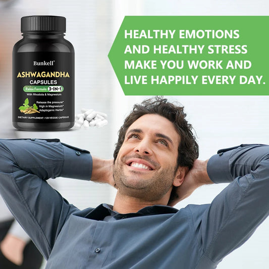 Ashwagandha + Magnesium Capsules — Energy, Strength & Vitality Support with Sleep Balance (Unisex, US Origin)