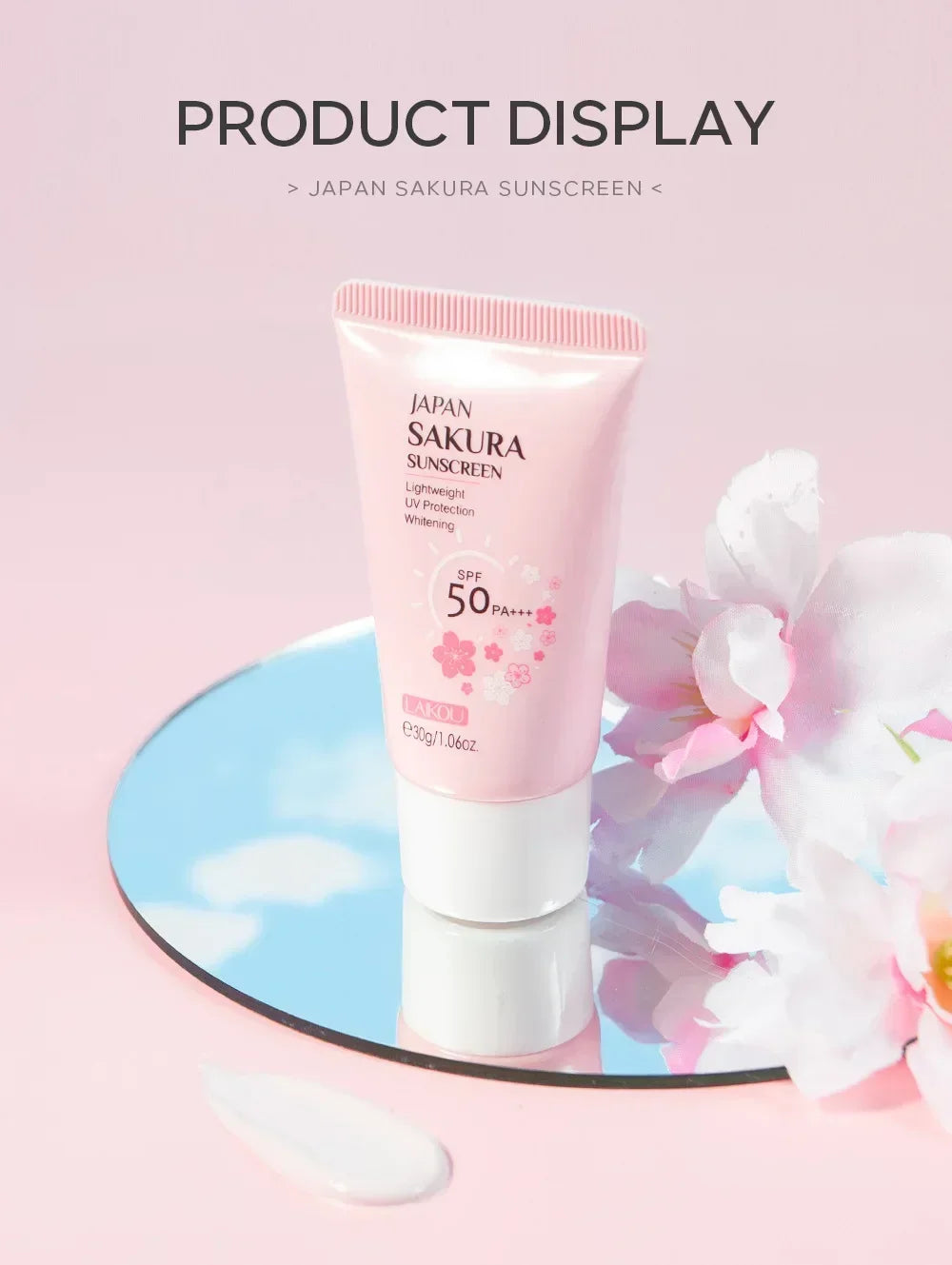 Laikou Sakura Whitening Cream — SPF 50 Sunscreen & Moisturizing Facial Protector (30 g)