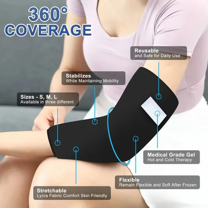 1pc Gel Ice Sleeve - Multipurpose Hot & Cold Wrap for Elbow, Knee, Ankle, Hand