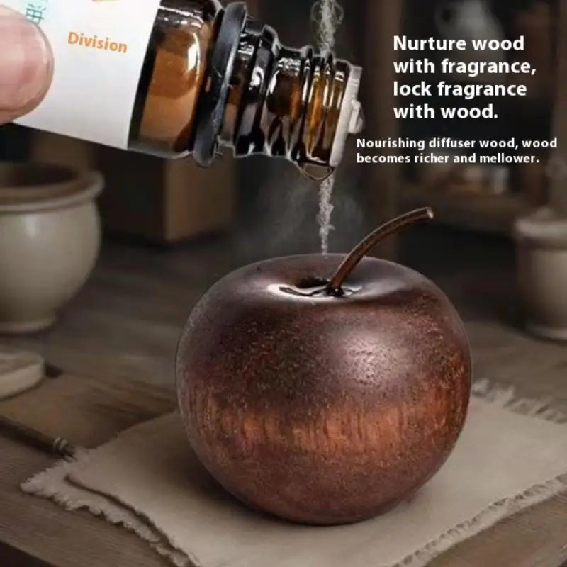 Wooden Apple-Shaped Essential Oil Diffuser — Natural Aromatherapy Decor for Home, Bathroom & Car