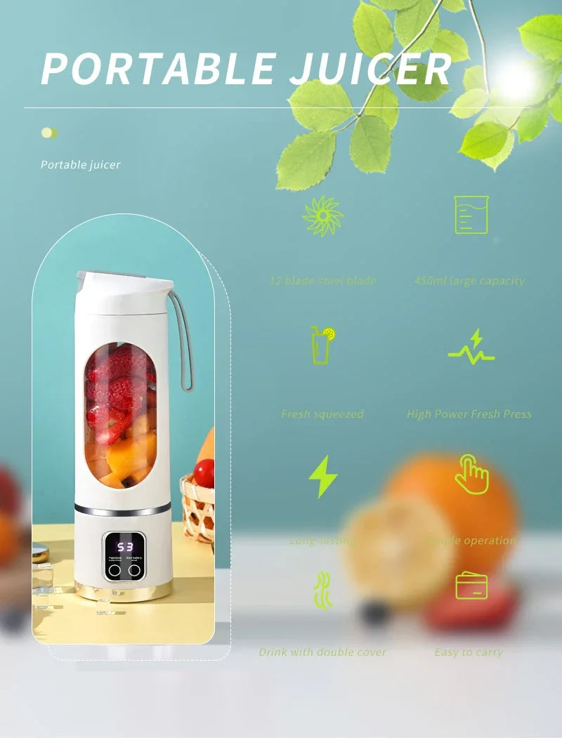 2025 Mini Electric Ice Crusher & Juicer 450ML with Digital Display