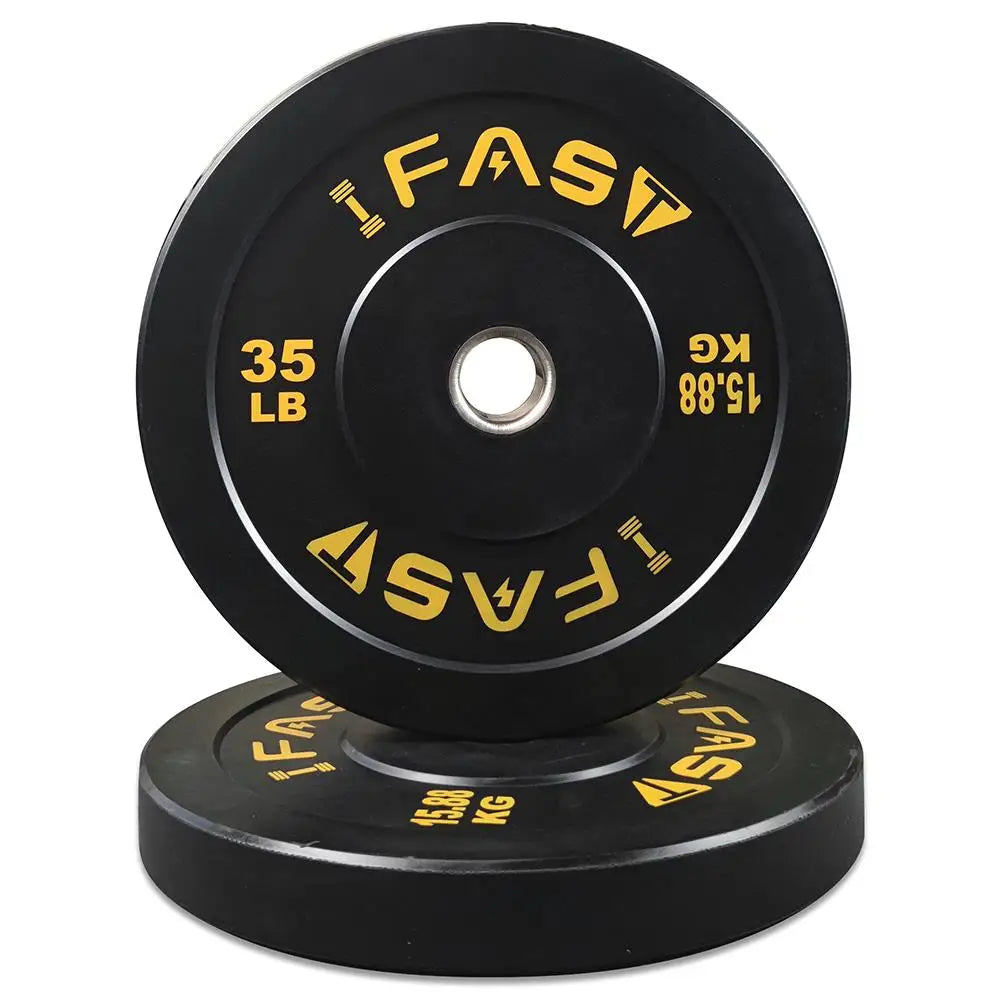 35LB Rubber Bumper Weight Plates with 2-Inch Steel Insert (Pair/Set)