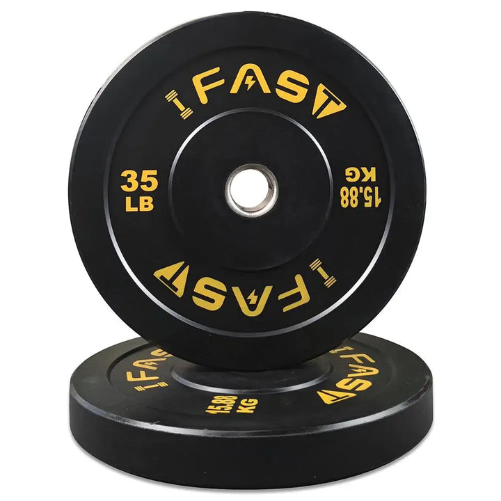 35LB Rubber Bumper Weight Plates with 2-Inch Steel Insert (Pair/Set)