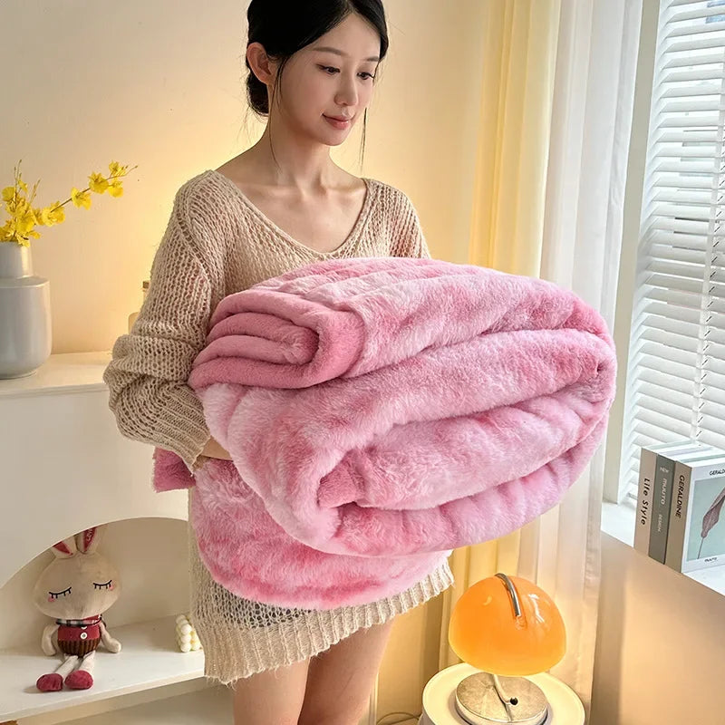 2024 Tie-Dye Double-Sided Fleece Roman Column Blanket