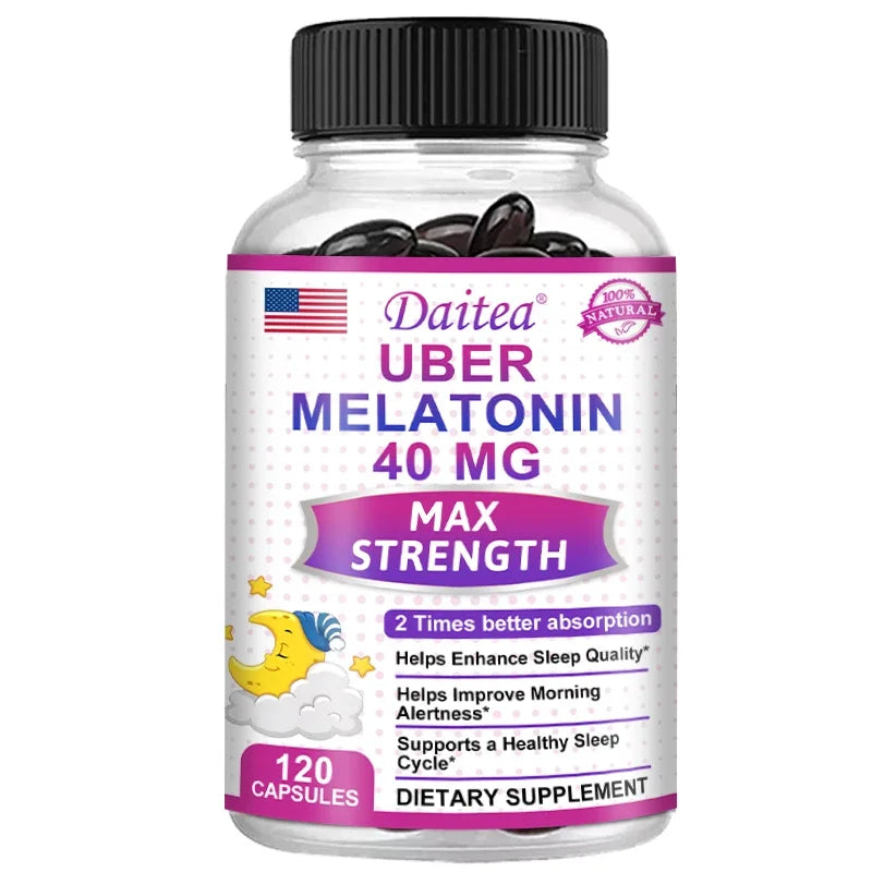 Melatonin Sleep Support Capsules — Restful Sleep & Calm Alertness with Vitamin C & L-Theanine (Non-GMO, Unisex)