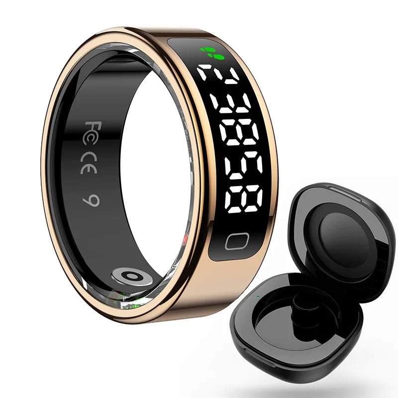 R11C Smart Ring — LED Display Wellness Tracker with Sleep, Heart Rate & Activity Monitoring (Stainless Steel, 1ATM Waterproof)