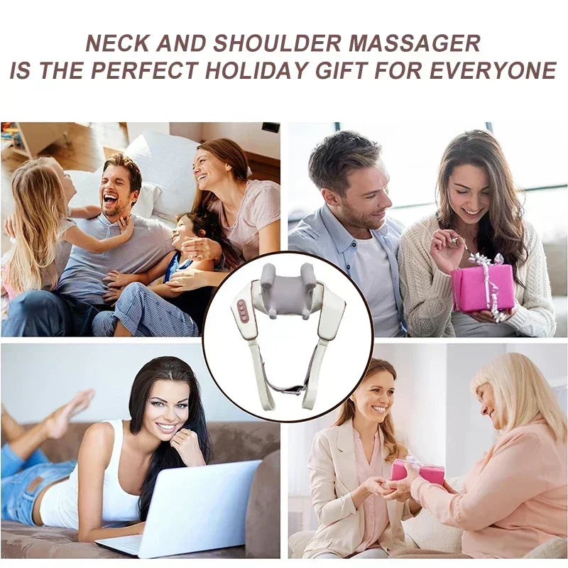 Rechargeable 5D Shiatsu Heated Neck & Shoulder Massager — Deep-Kneading Cordless Massage Shawl for Back, Waist, and Muscle Relaxation (Model LZH-001)