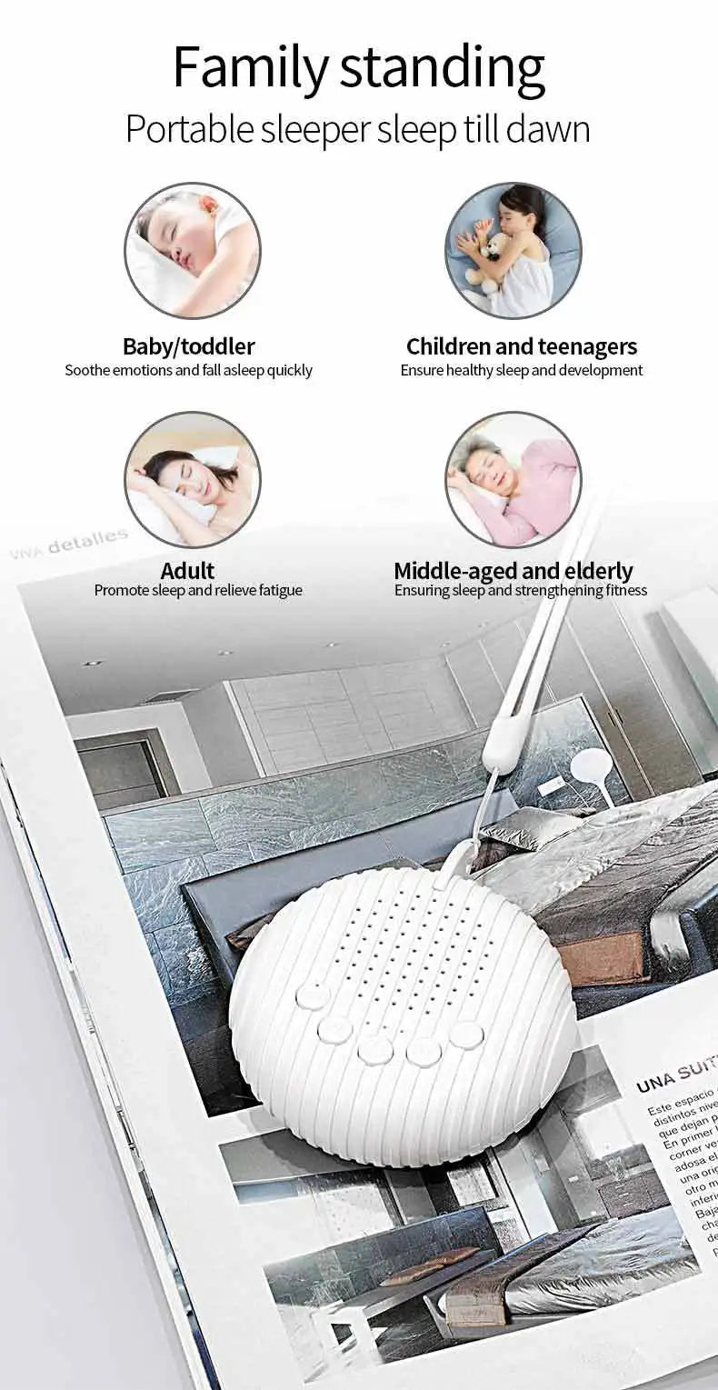 Baby White Noise Machine USB Rechargeable Timed Shutdown Sound Machine Sleep Soother Relaxation Monitor For Baby Adult Office