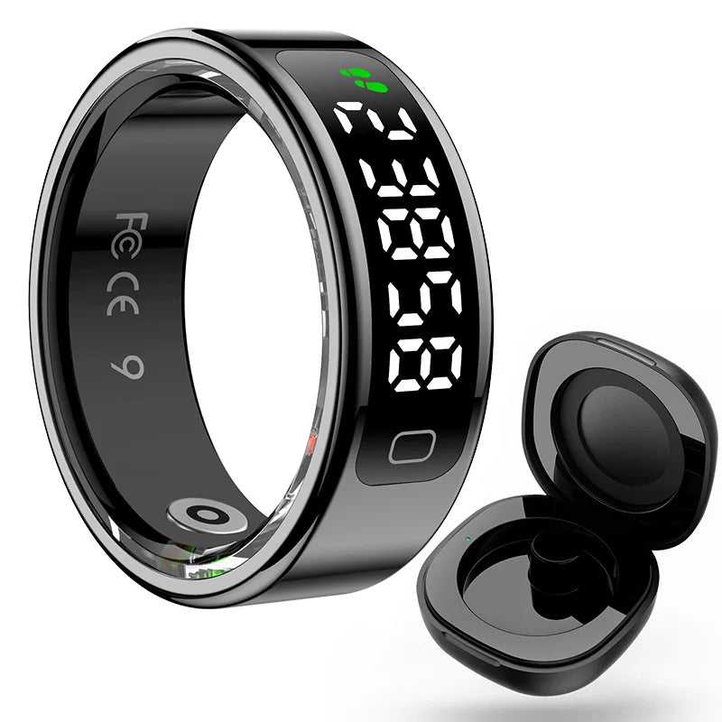 R11C Smart Ring — LED Display Wellness Tracker with Sleep, Heart Rate & Activity Monitoring (Stainless Steel, 1ATM Waterproof)