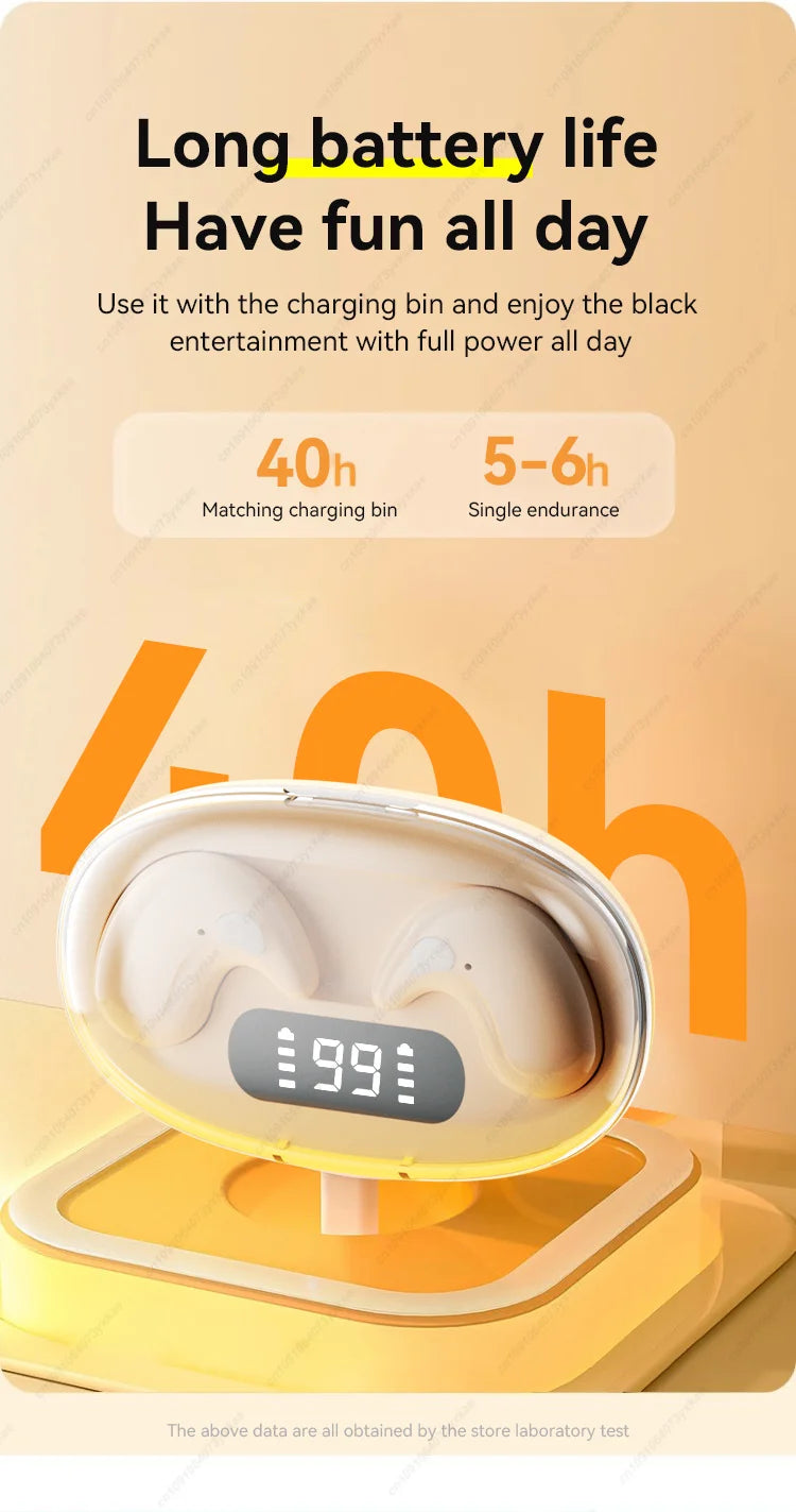 X55 Mini Wireless Bluetooth 5.3 Earbuds — Sport Ear Hooks, Active Noise Cancelling & HiFi Stereo (Charging Case Included)