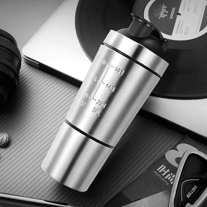 Stainless Steel Double-Layer Sports Shaker Bottle