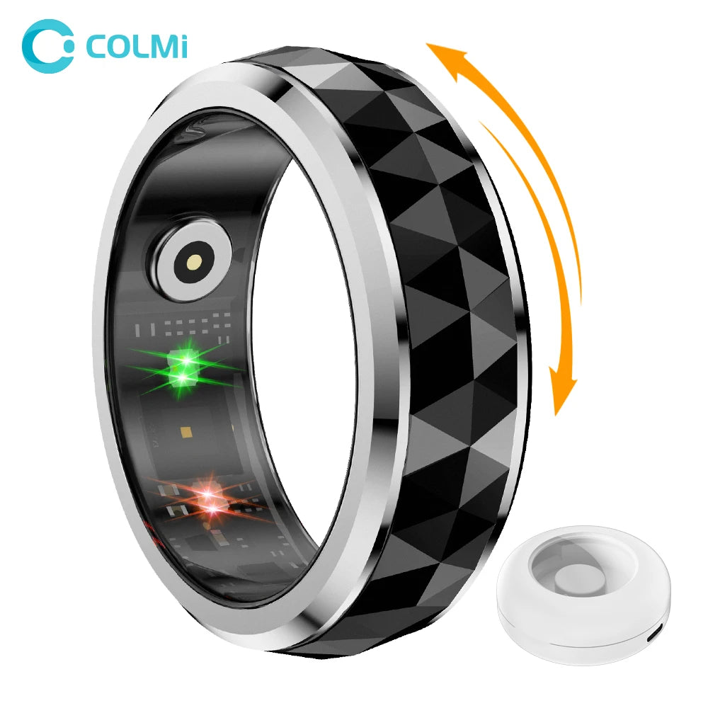 COLMI R11 Smart Ring — Wellness Tracker & Fidget Spinner Ring with Sleep Monitor, Stress Tracking & Charging Case (5ATM Waterproof)
