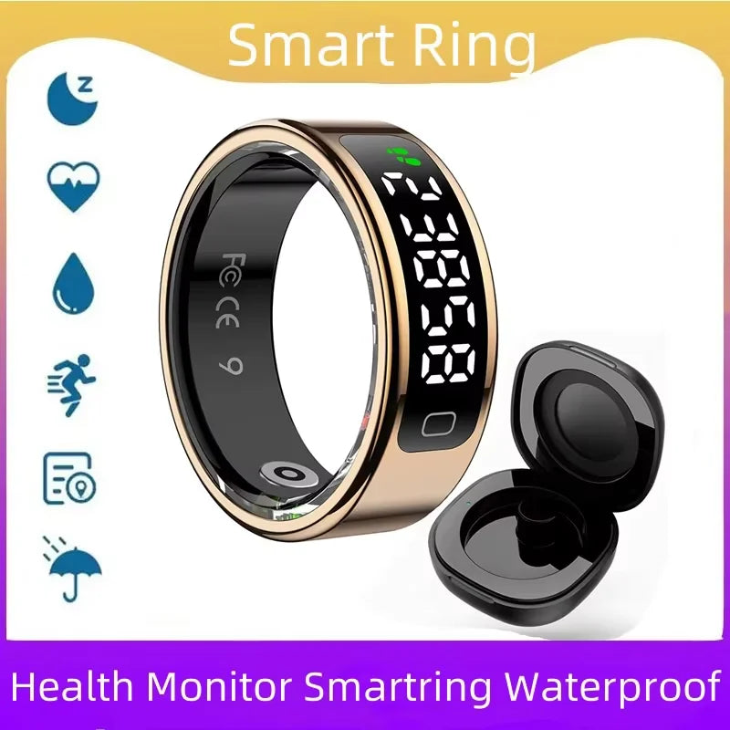 R11C Smart Ring — LED Display Wellness Tracker with Sleep, Heart Rate & Activity Monitoring (Stainless Steel, 1ATM Waterproof)