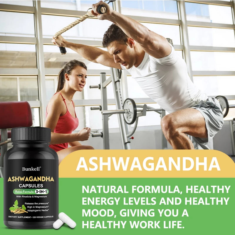Ashwagandha + Magnesium Capsules — Energy, Strength & Vitality Support with Sleep Balance (Unisex, US Origin)