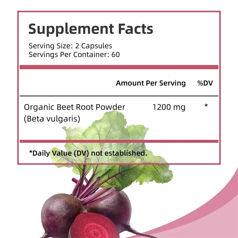 Beet Root Capsules — Support Heart Health, Blood Circulation, Immunity & Digestive Balance (30 / 60 / 120 Capsules)