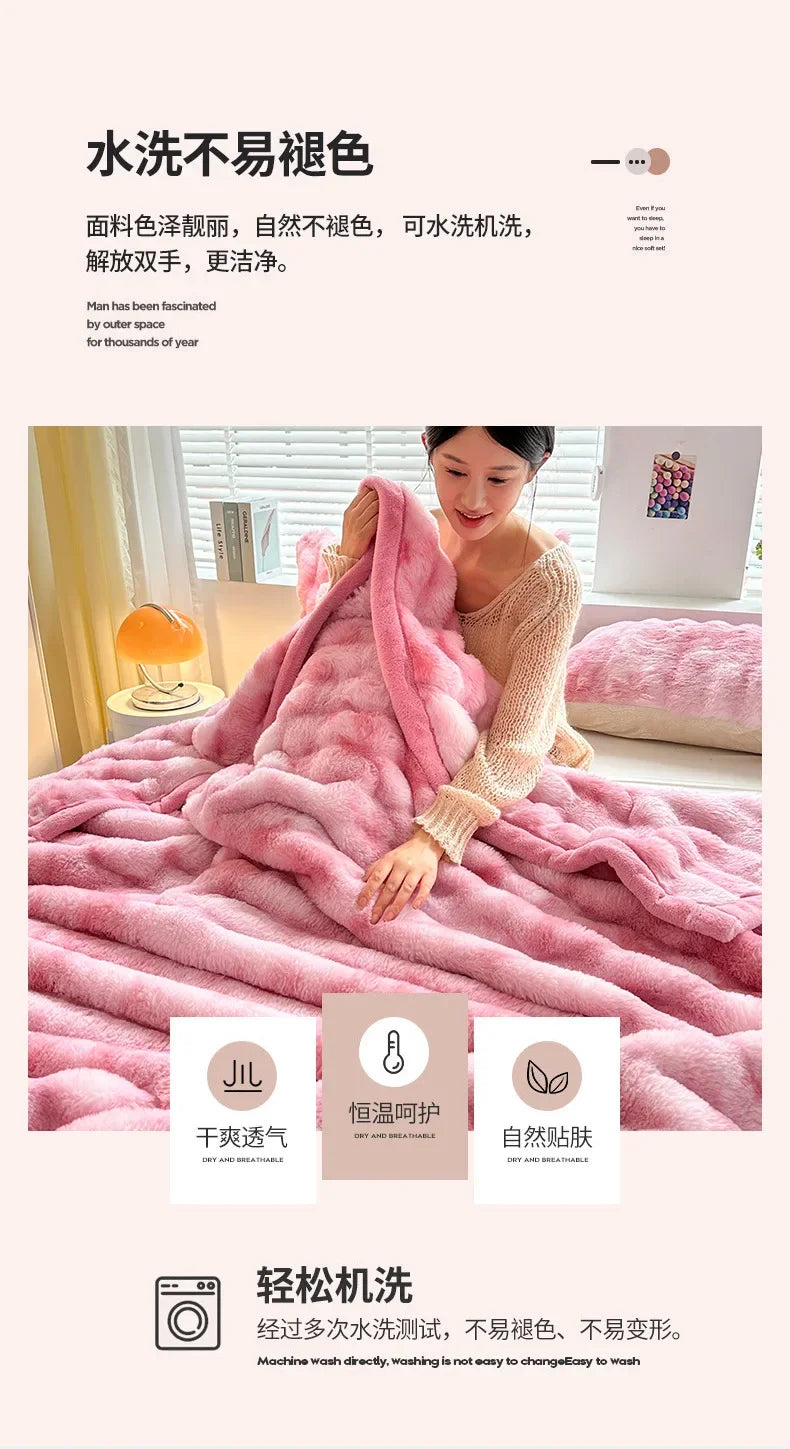 2024 Tie-Dye Double-Sided Fleece Roman Column Blanket