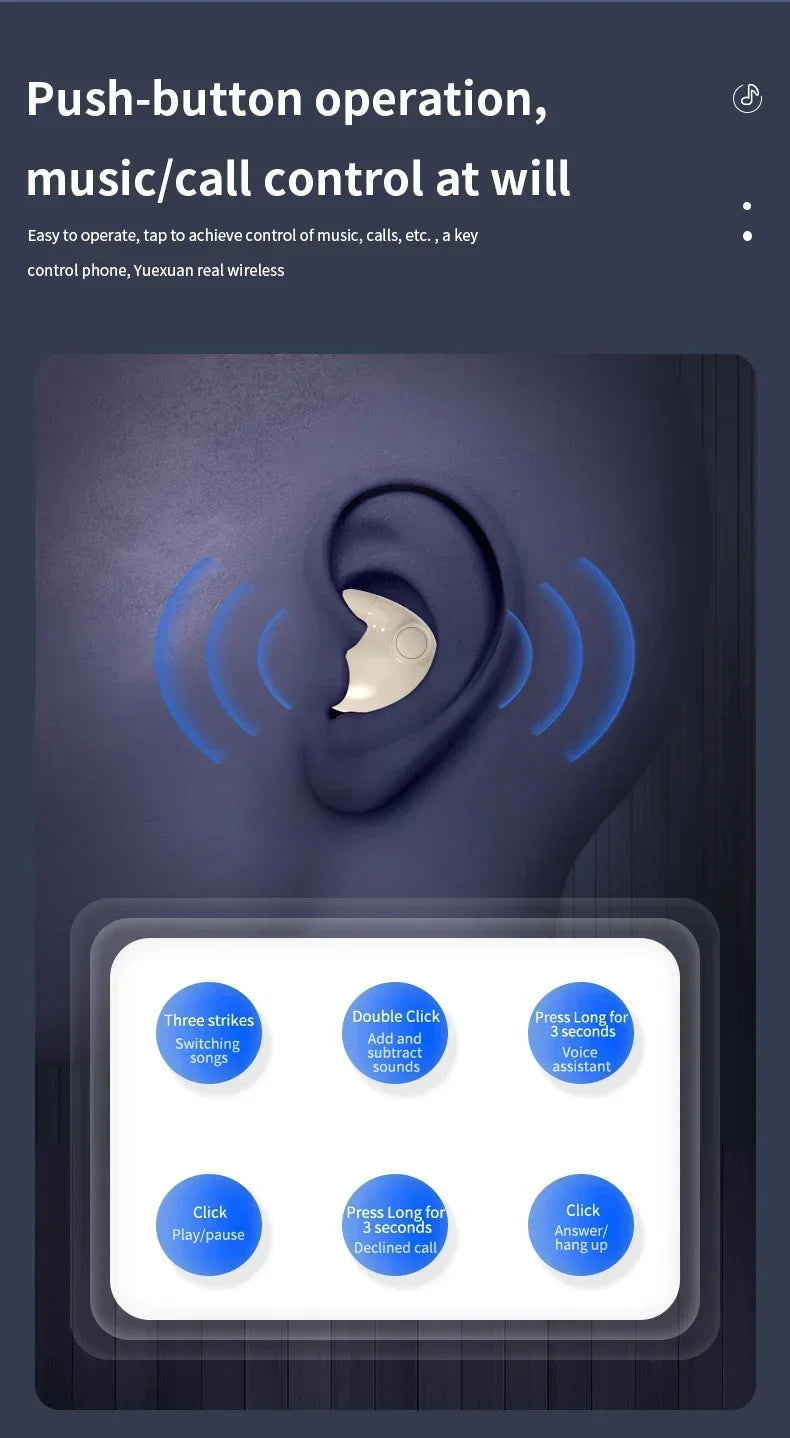 Lenovo Invisible Sleep Wireless Earbuds — Ultra-Compact Bluetooth 5.3 Headphones with Noise Reduction (Waterproof, Charging Case)