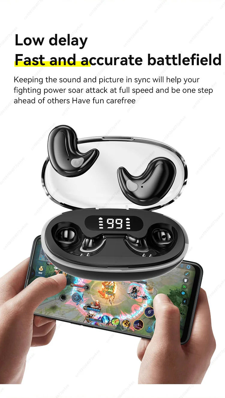 X55 Mini Wireless Bluetooth 5.3 Earbuds — Sport Ear Hooks, Active Noise Cancelling & HiFi Stereo (Charging Case Included)