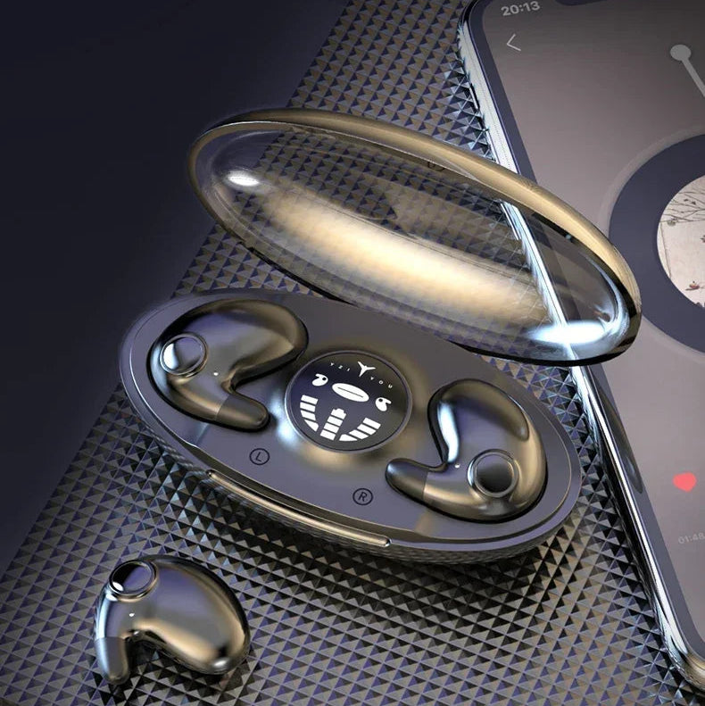 Lenovo Invisible Sleep Wireless Earbuds — Ultra-Compact Bluetooth 5.3 Headphones with Noise Reduction (Waterproof, Charging Case)