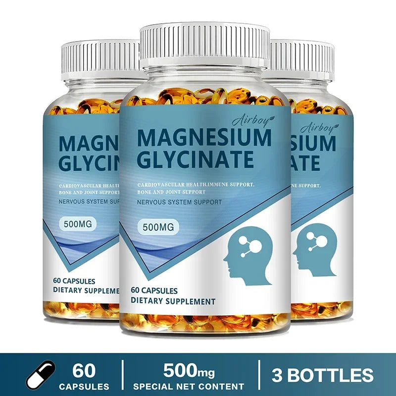 Magnesium Glycinate Capsules — Nervous System, Mood & Sleep Quality Support with Muscle & Heart Wellness (Unisex, US Origin)