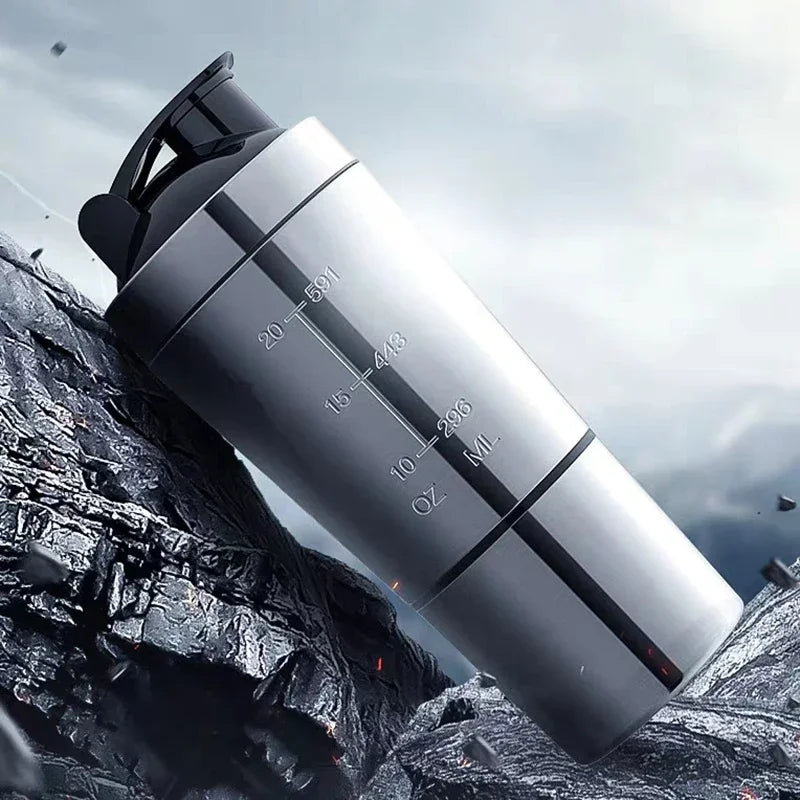 Stainless Steel Double-Layer Sports Shaker Bottle