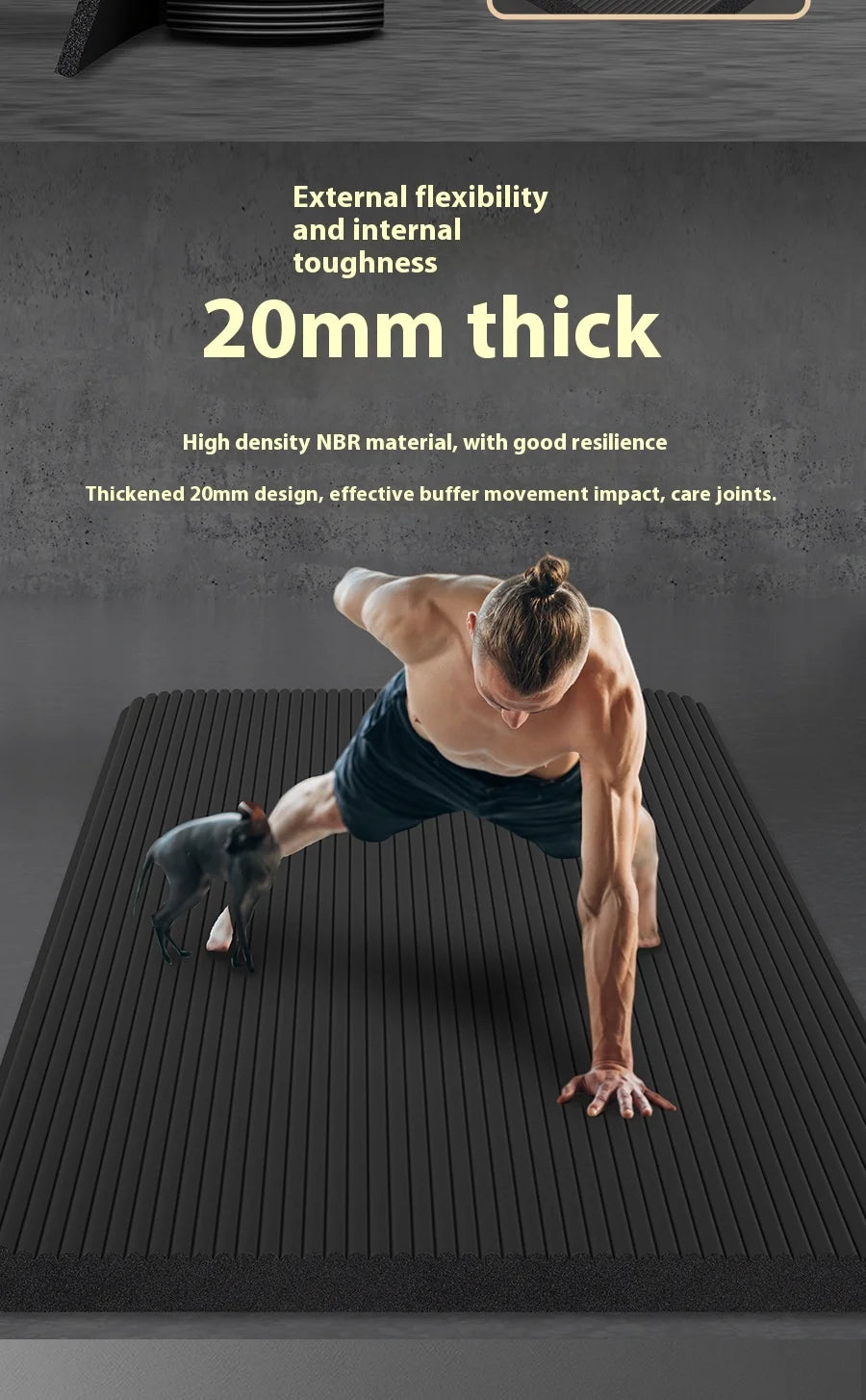 Thick Non-Slip Yoga Mat — 10-20 mm NBR Fitness Mat for Core Strength, Cardio, and Home Training (200 × 60 cm)