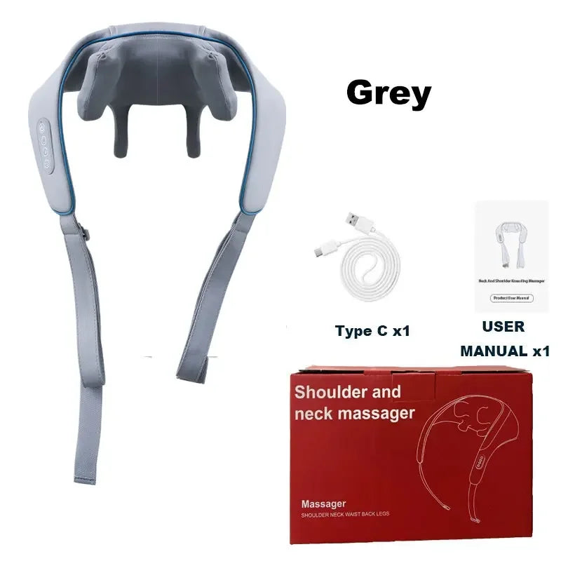 Rechargeable 5D Shiatsu Heated Neck & Shoulder Massager — Deep-Kneading Cordless Massage Shawl for Back, Waist, and Muscle Relaxation (Model LZH-001)