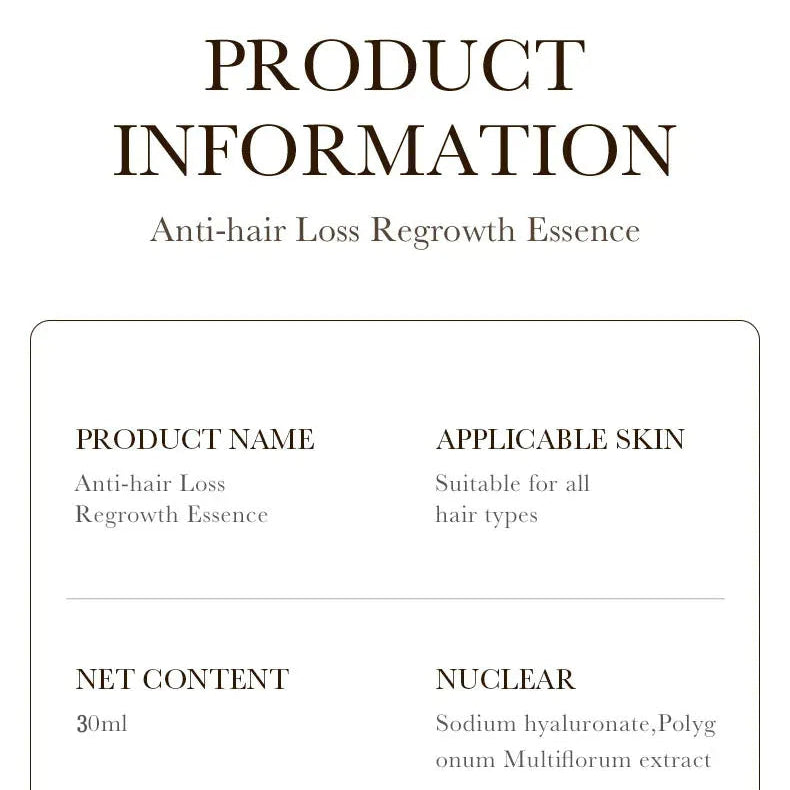 Hair Growth Essential Regrowth Serum — Anti-Hair Loss Nourishing Scalp Essence with Polygonum Extract, Peptides & Hyaluronic Complex (30 ml)