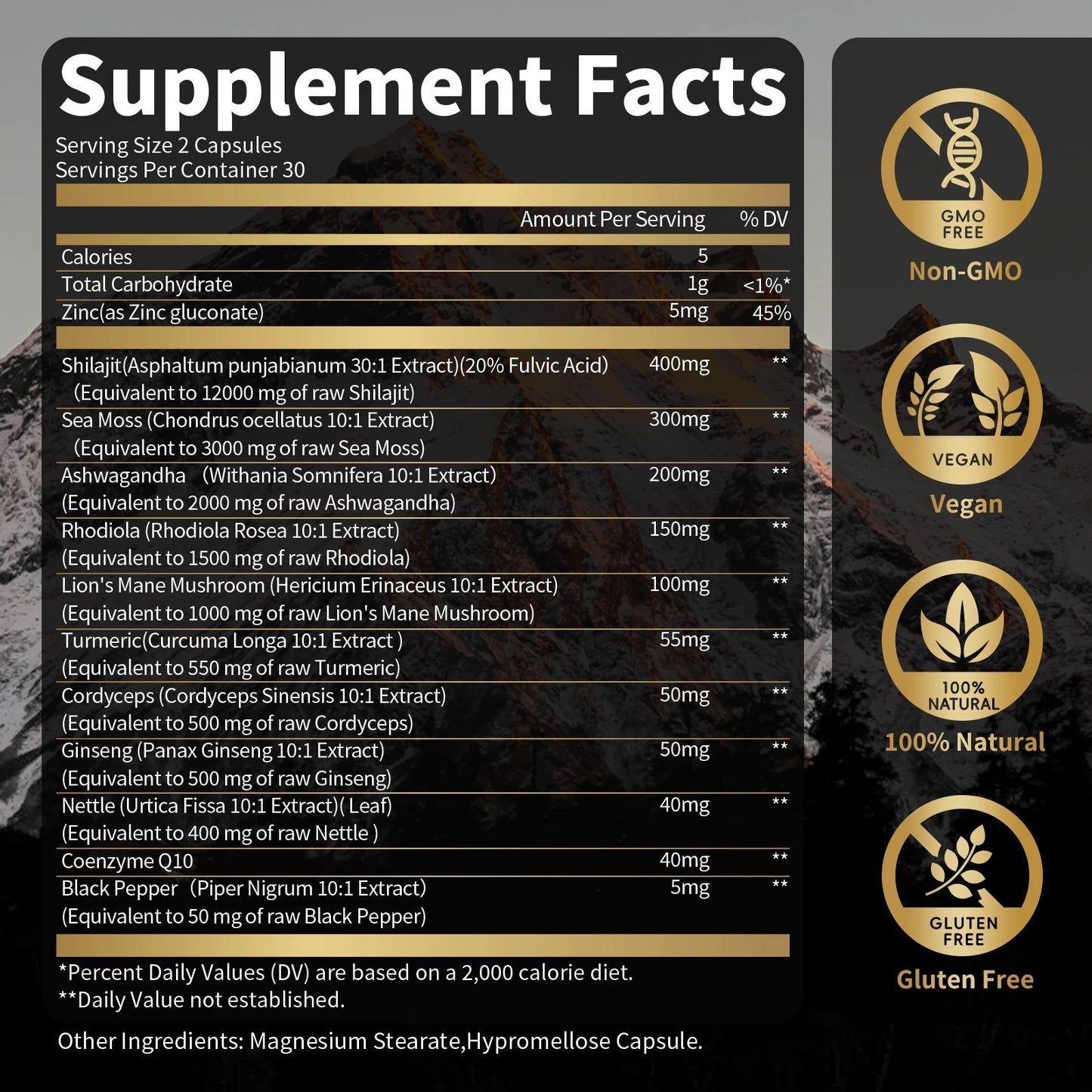 BEWORTHS Pure Ginseng Shilajit Capsules — Potent Herbal Nutrition with Trace Minerals & Fulvic Acid for Strength, Energy & Vitality (60 / 120 Capsules)