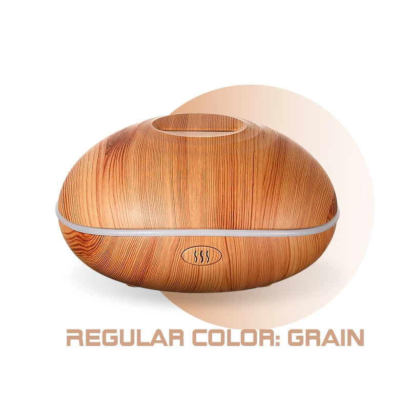 HLCOME Wood-Grain Ultrasonic Aroma Diffuser — 200 ml Essential Oil Humidifier with 7-Color LED Lights & Remote Control for Sleep and Stress Relief