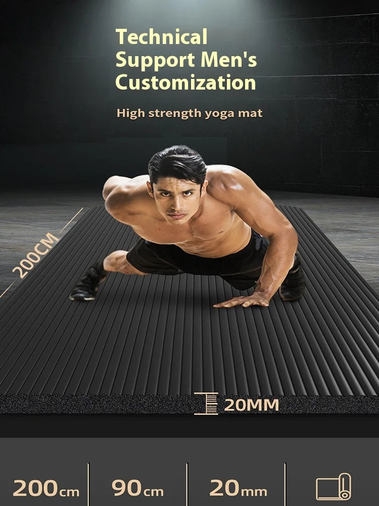 Thick Non-Slip Yoga Mat — 10-20 mm NBR Fitness Mat for Core Strength, Cardio, and Home Training (200 × 60 cm)